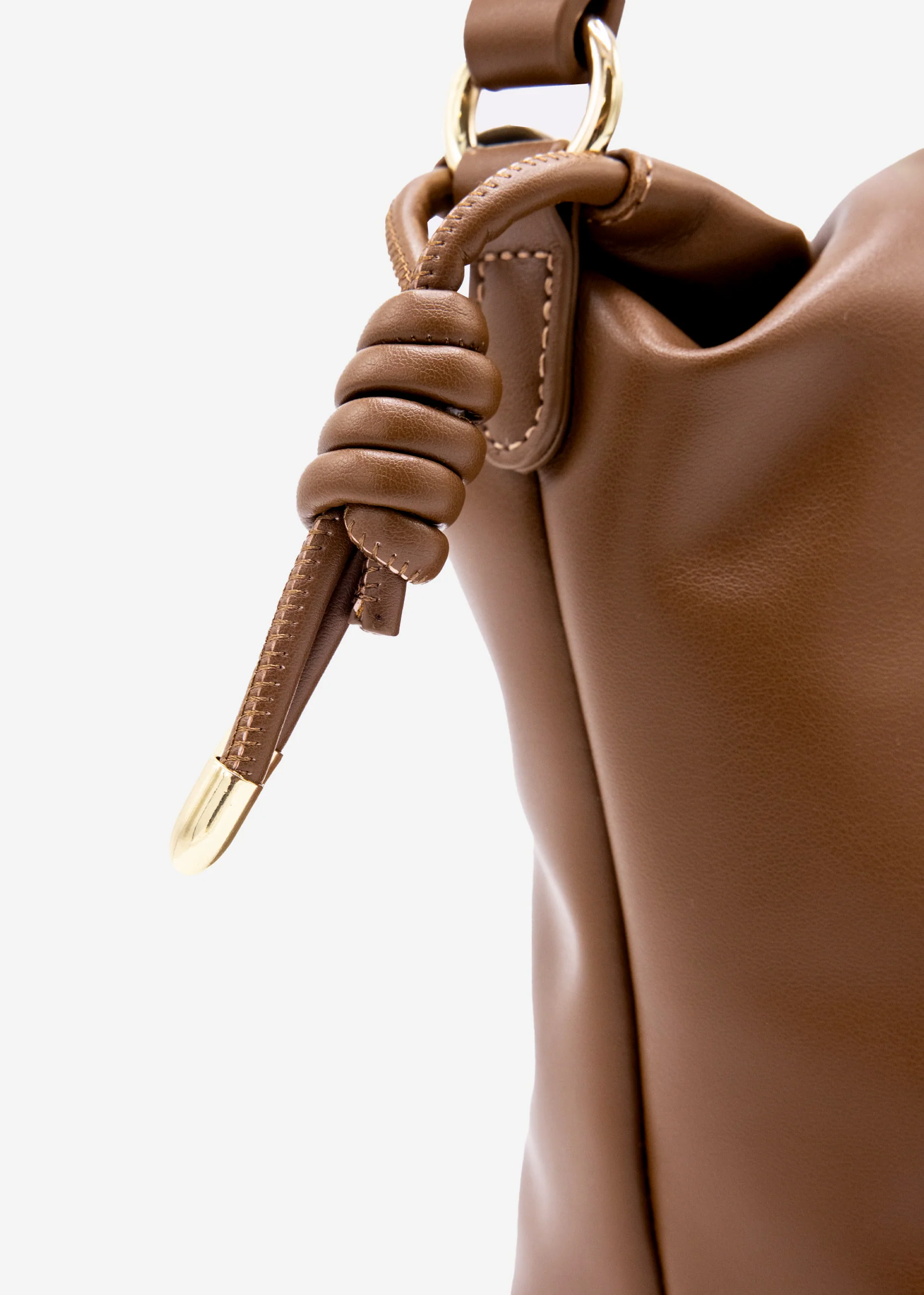 Bucket bag made of synthetic leather - brown - Image 5