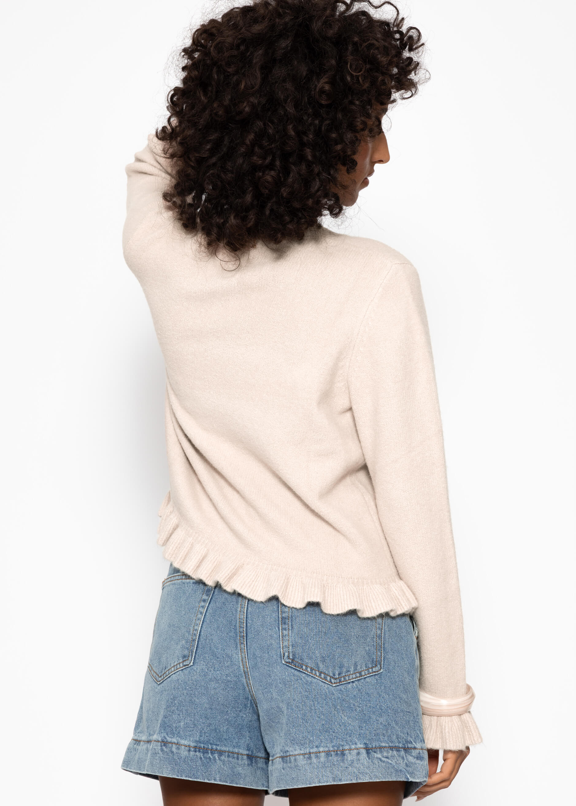 Cardigan with ruffles - beige - Image 3