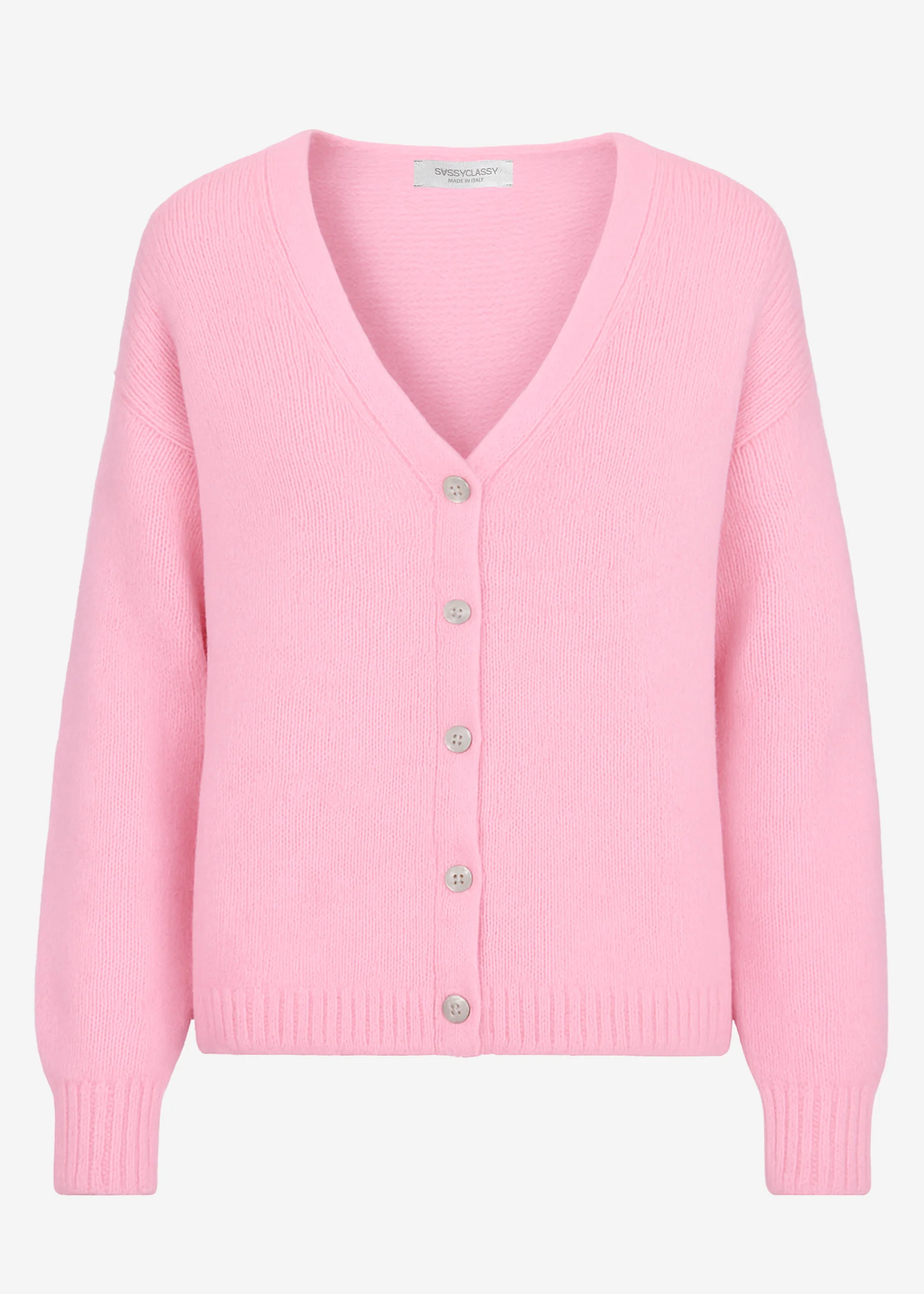 Cardigan with V -neck and button placket - pink - Image 6
