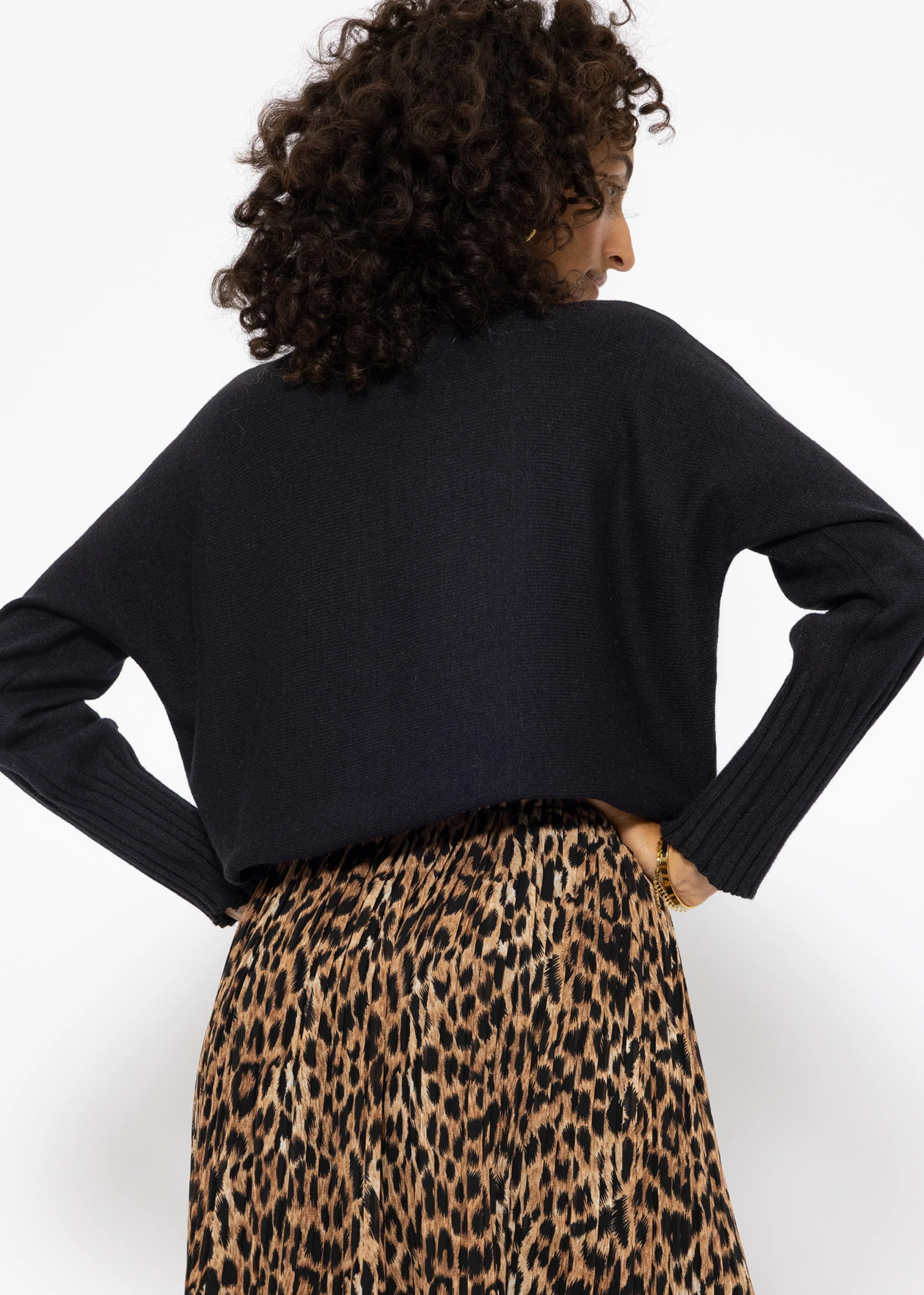 Casual crop sweater - black - Image 4