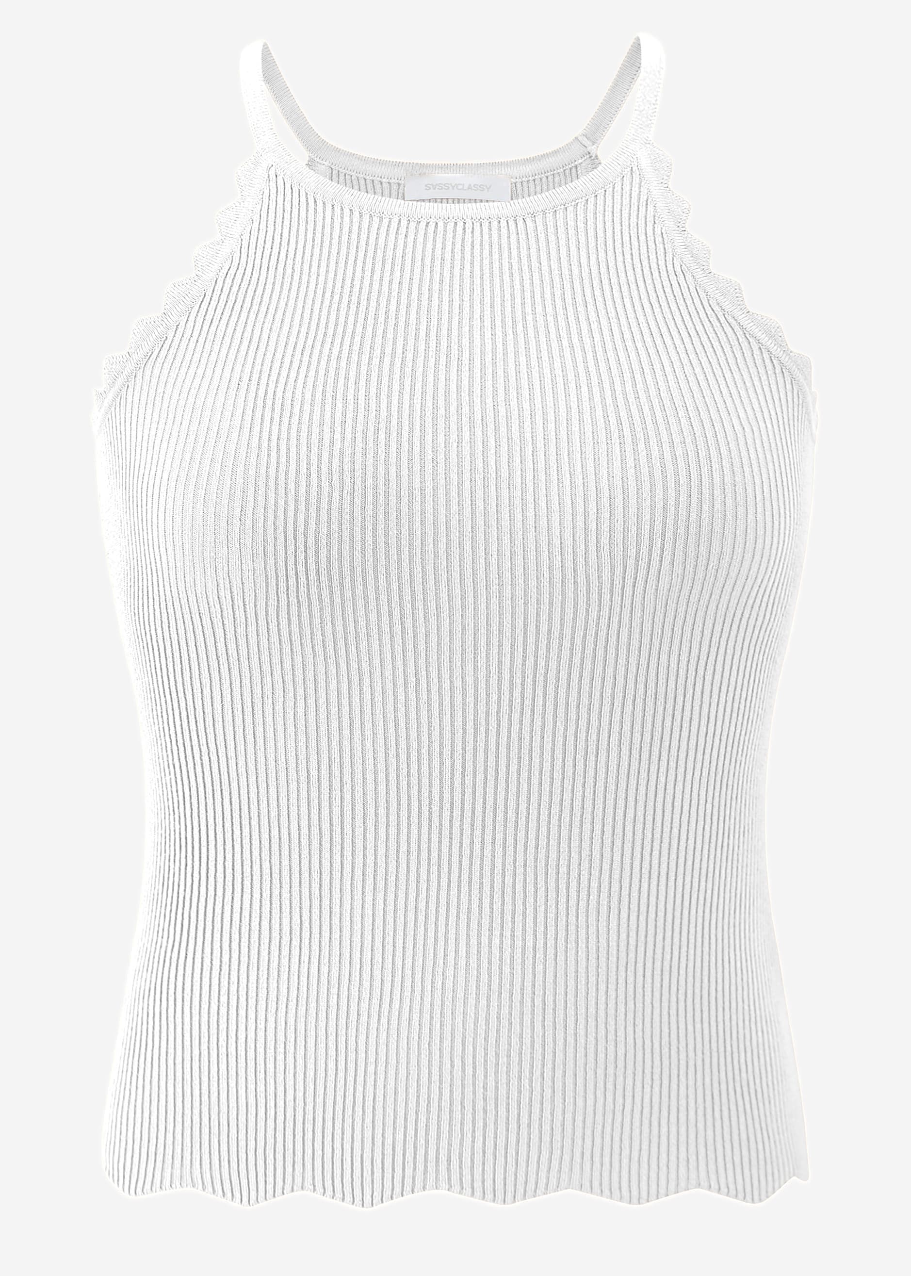 Knit top with scalloped edge, off-white - Image 7