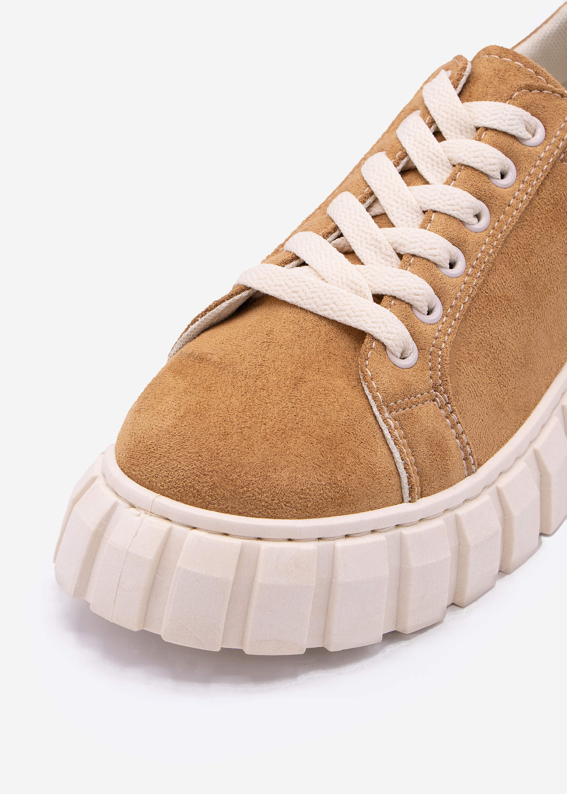 Lace-up shoes with coarse sole, camel - Image 3