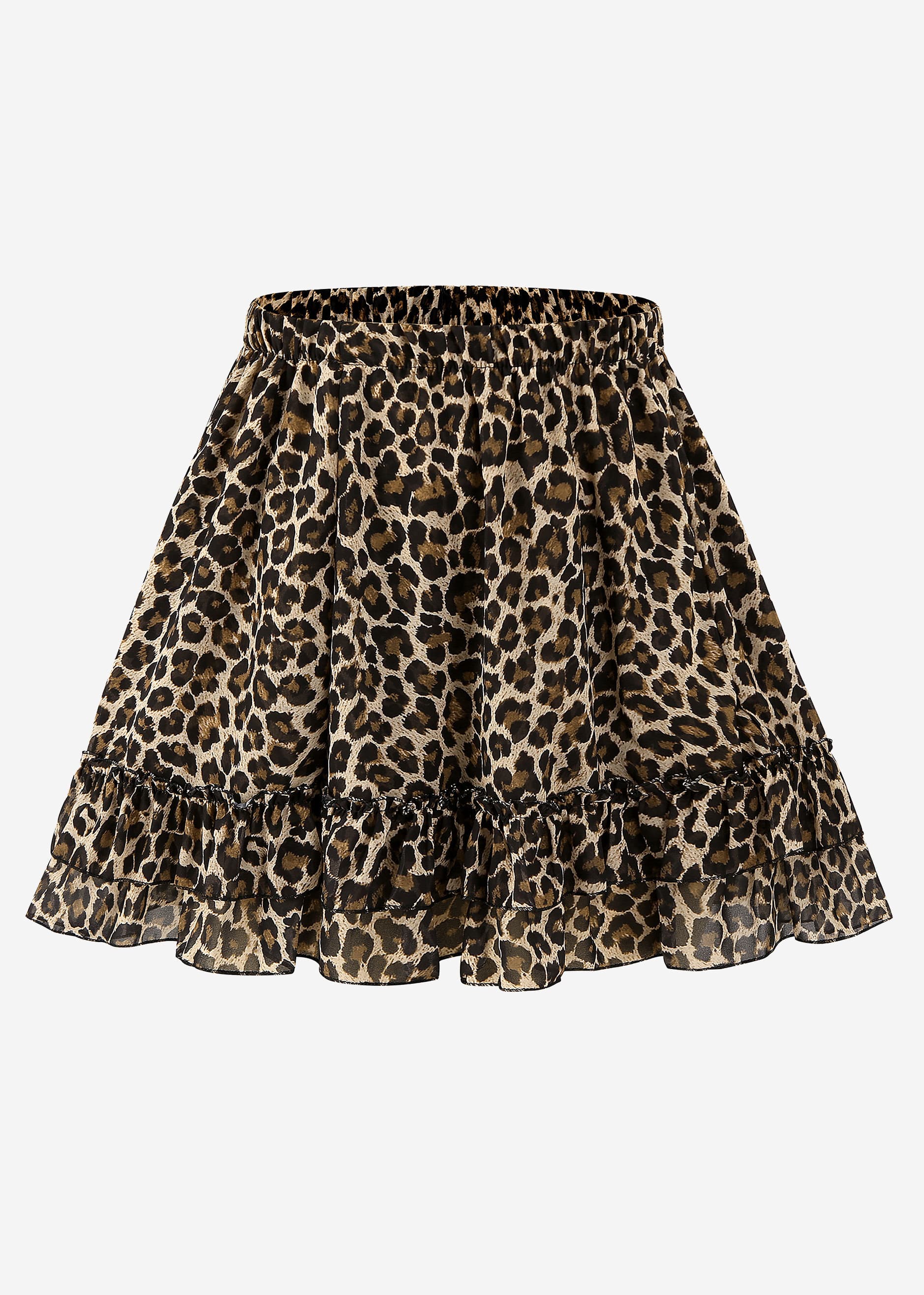 Volants rock with ruffles and Leo print-brown-beige - Image 7