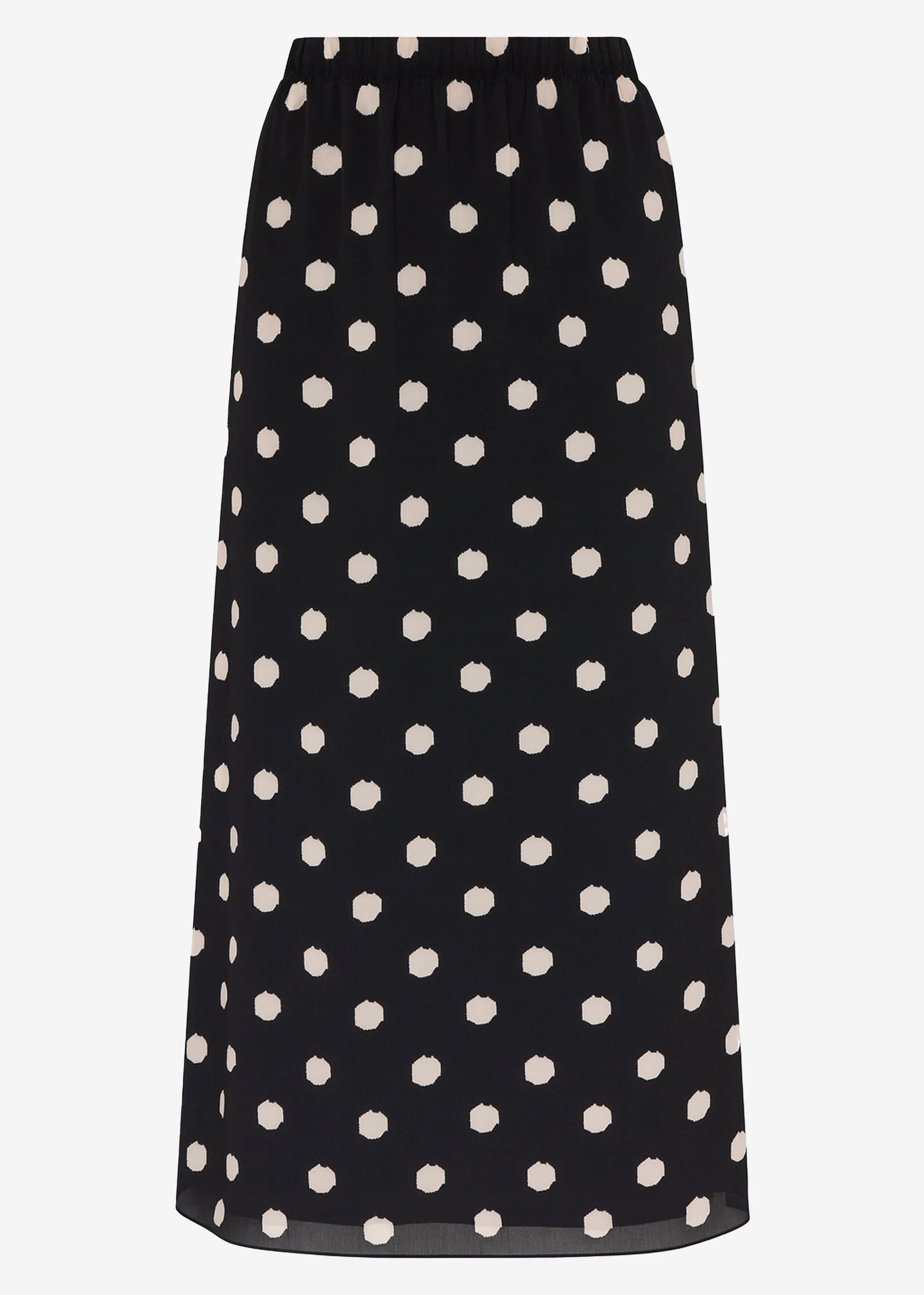 Long chiffon rock with polka dot print - black - Image 7
