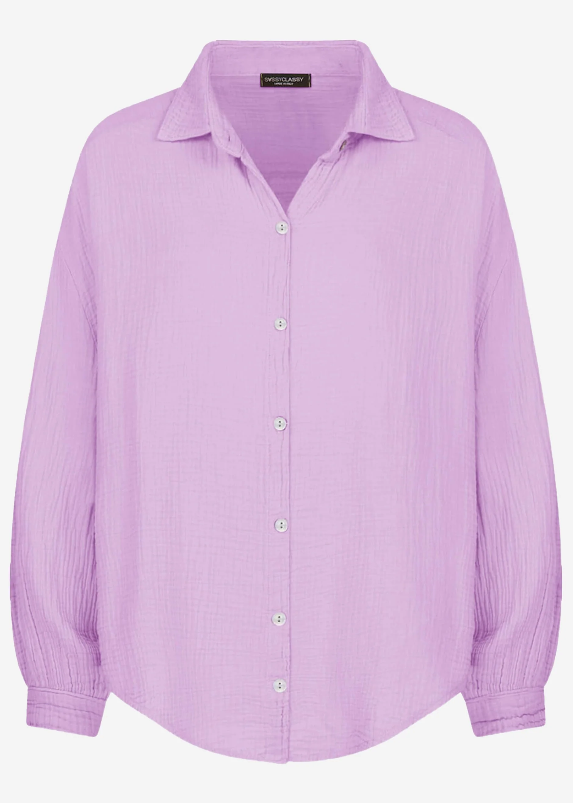 Muslin blouse oversize, short, lilac - Image 8