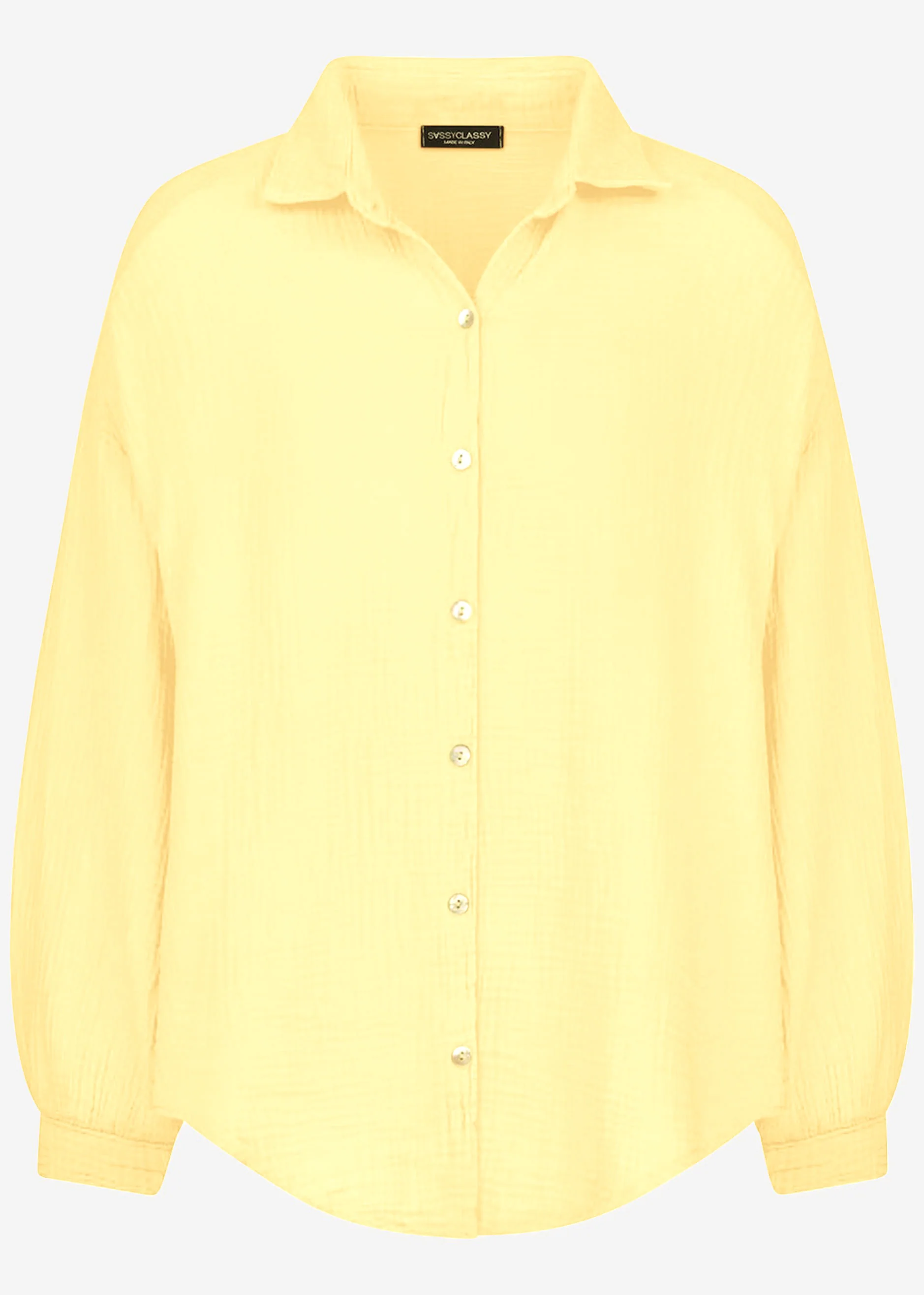 Muslin blouse oversize, short, yellow - Image 6