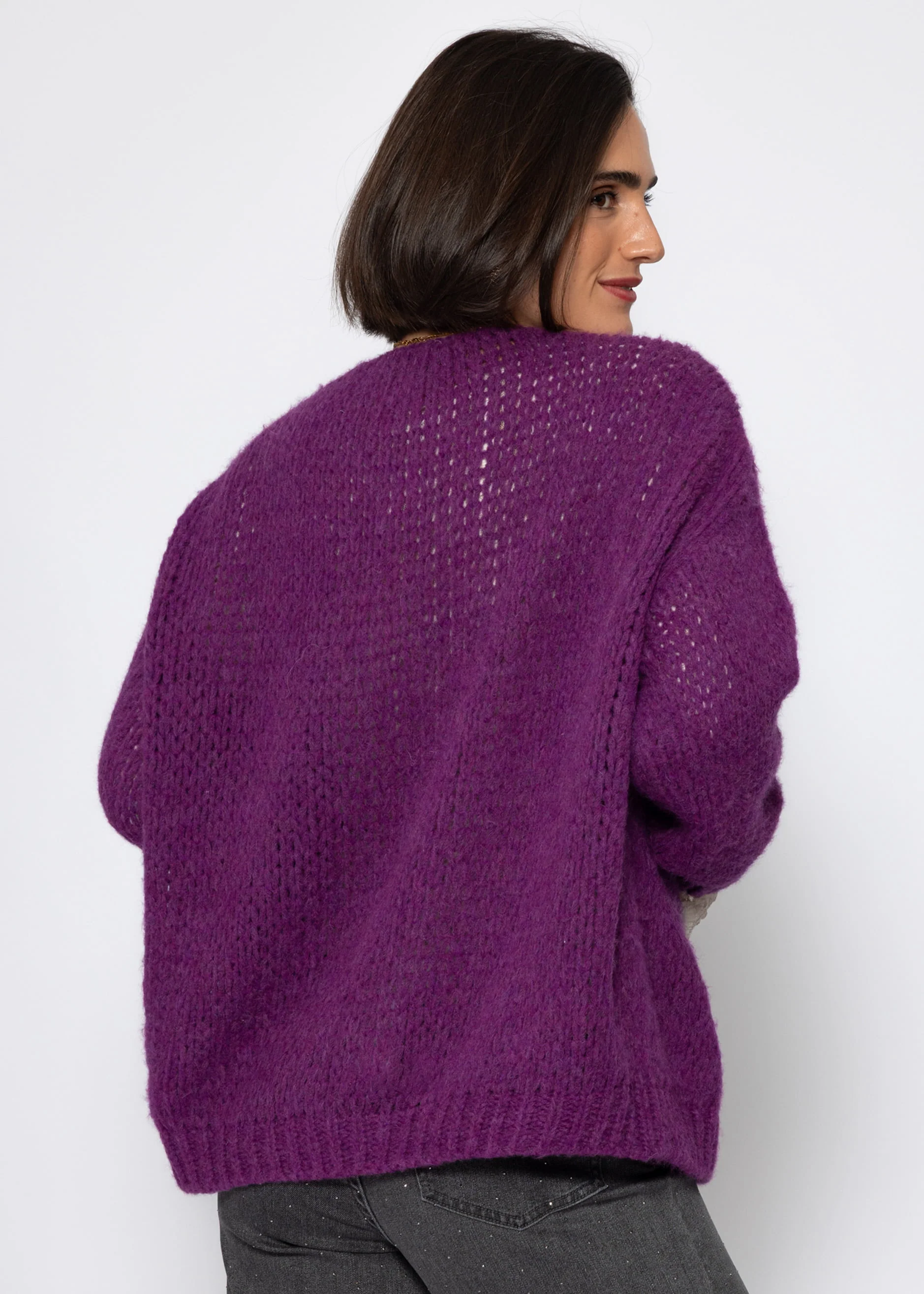 Oversize cardigan - plum - Image 4