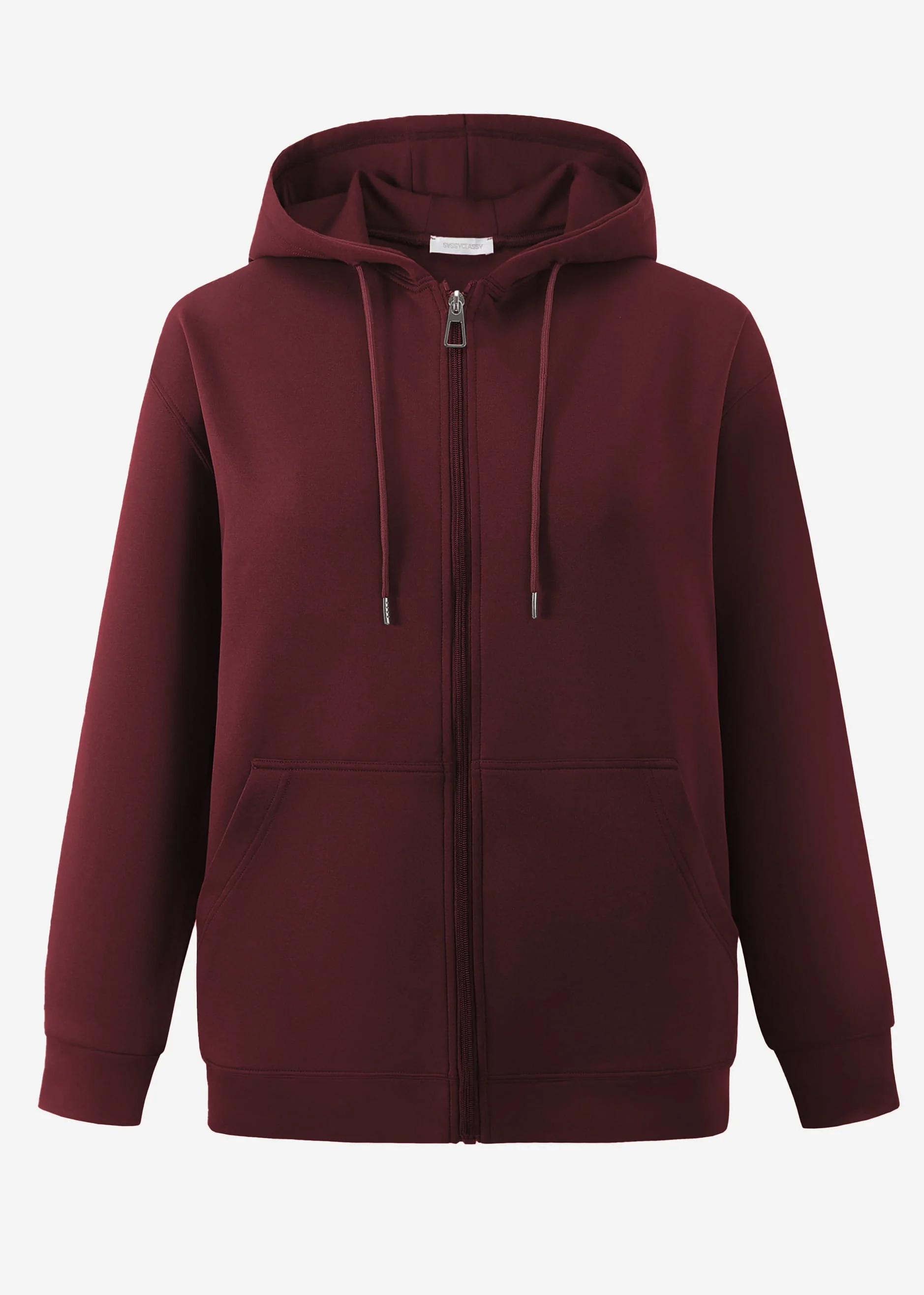 Oversized hooded sweatshirt jacket - burgundy - Image 9