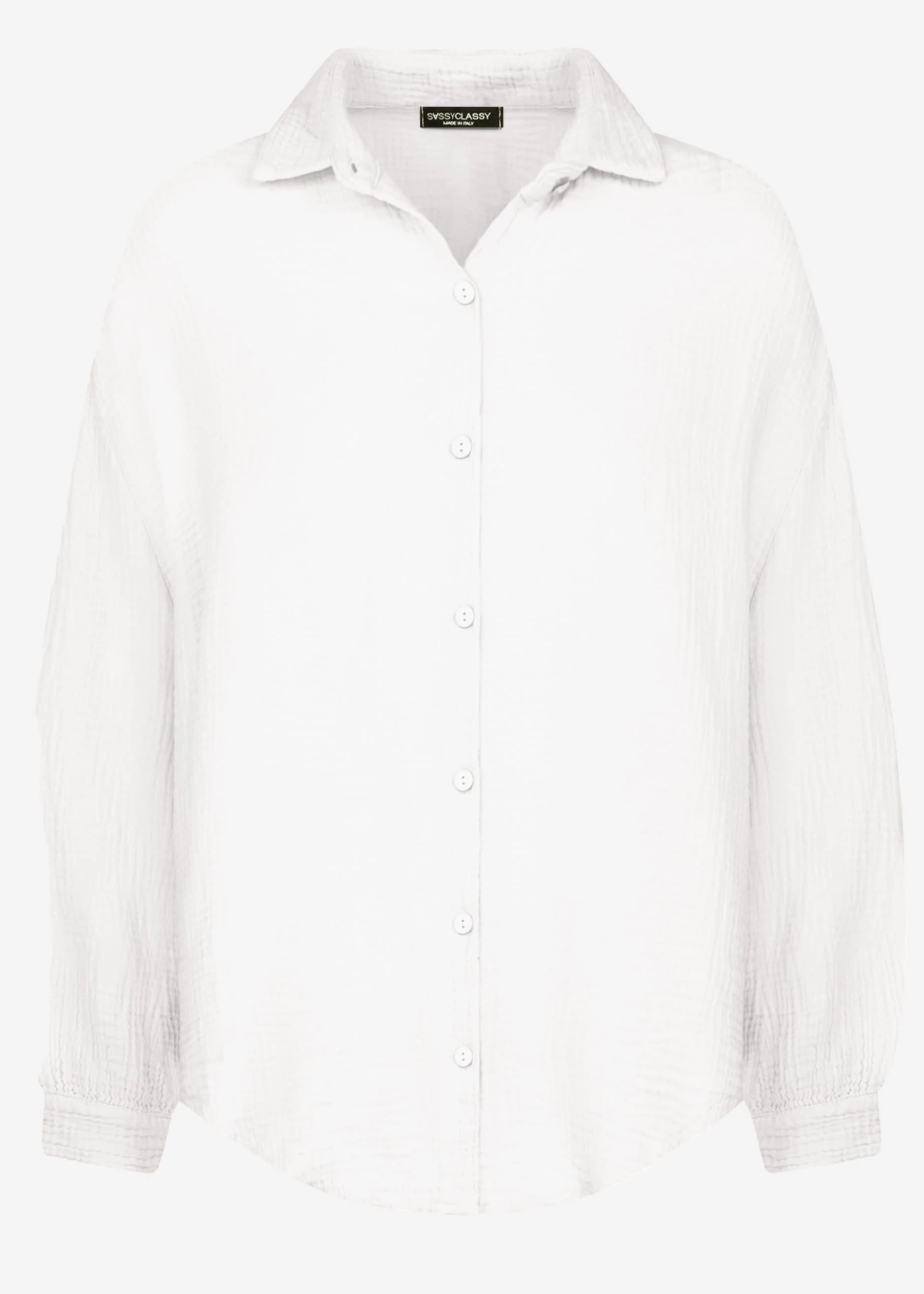 Muslin blouse oversize, short, white - Image 6