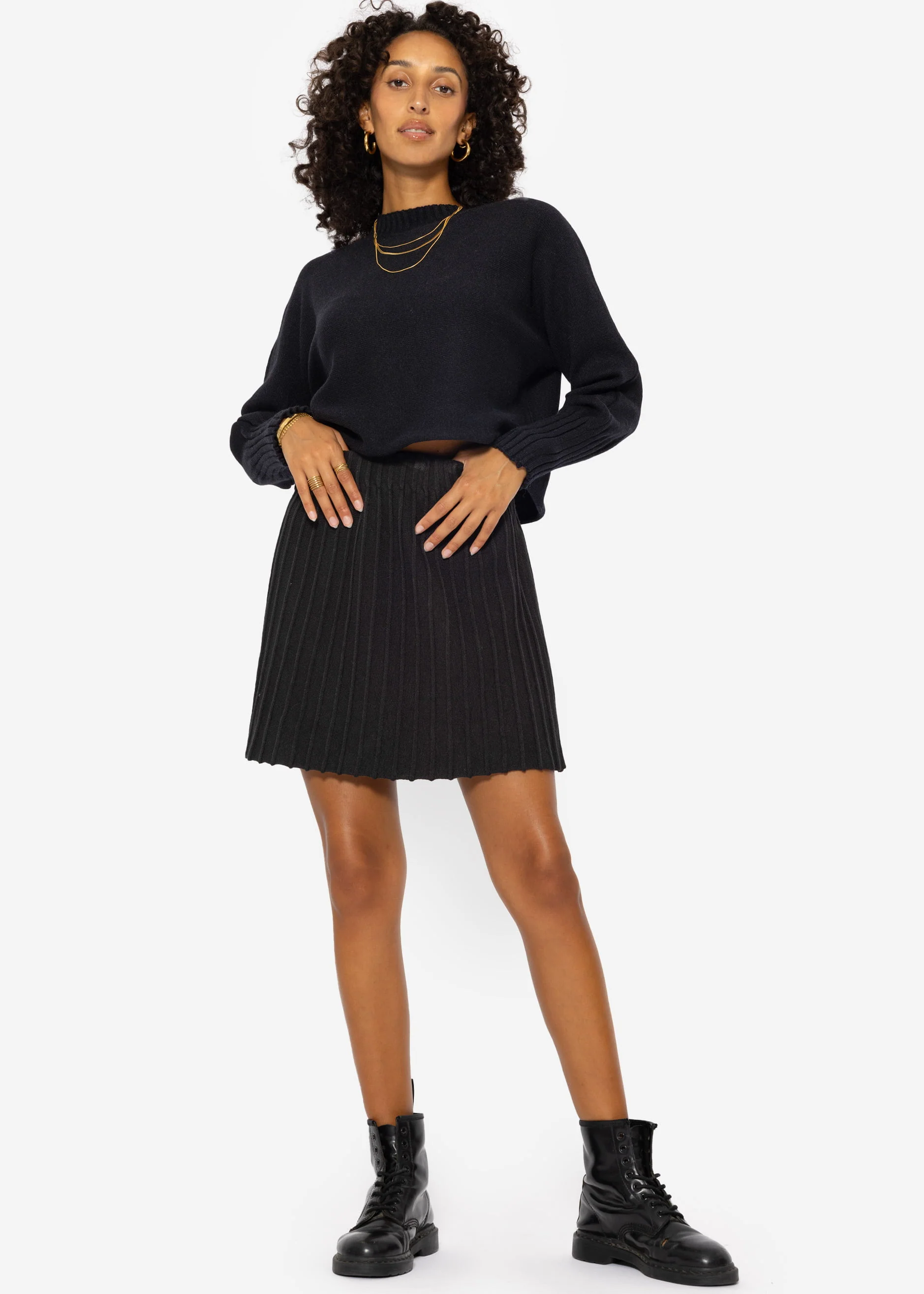 Pleated knit skirt - black - Image 4