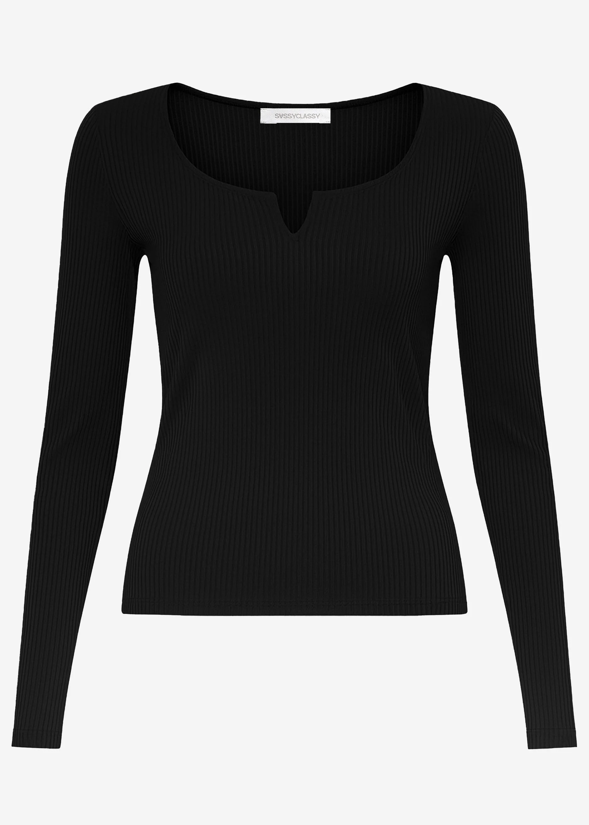 Ribbed long-sleeved shirt - black - Image 6