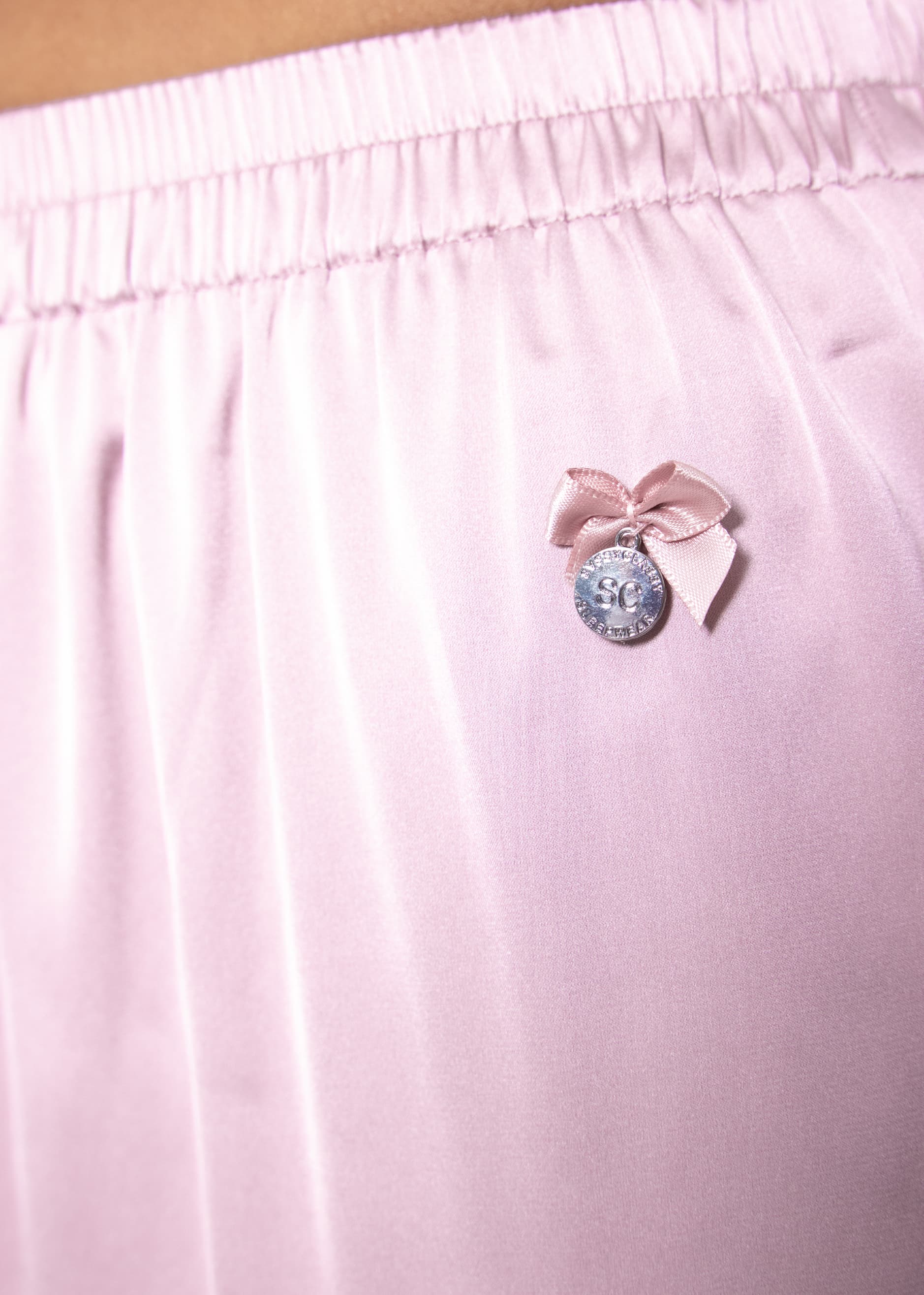 Satin pants with piping - pink - Image 8