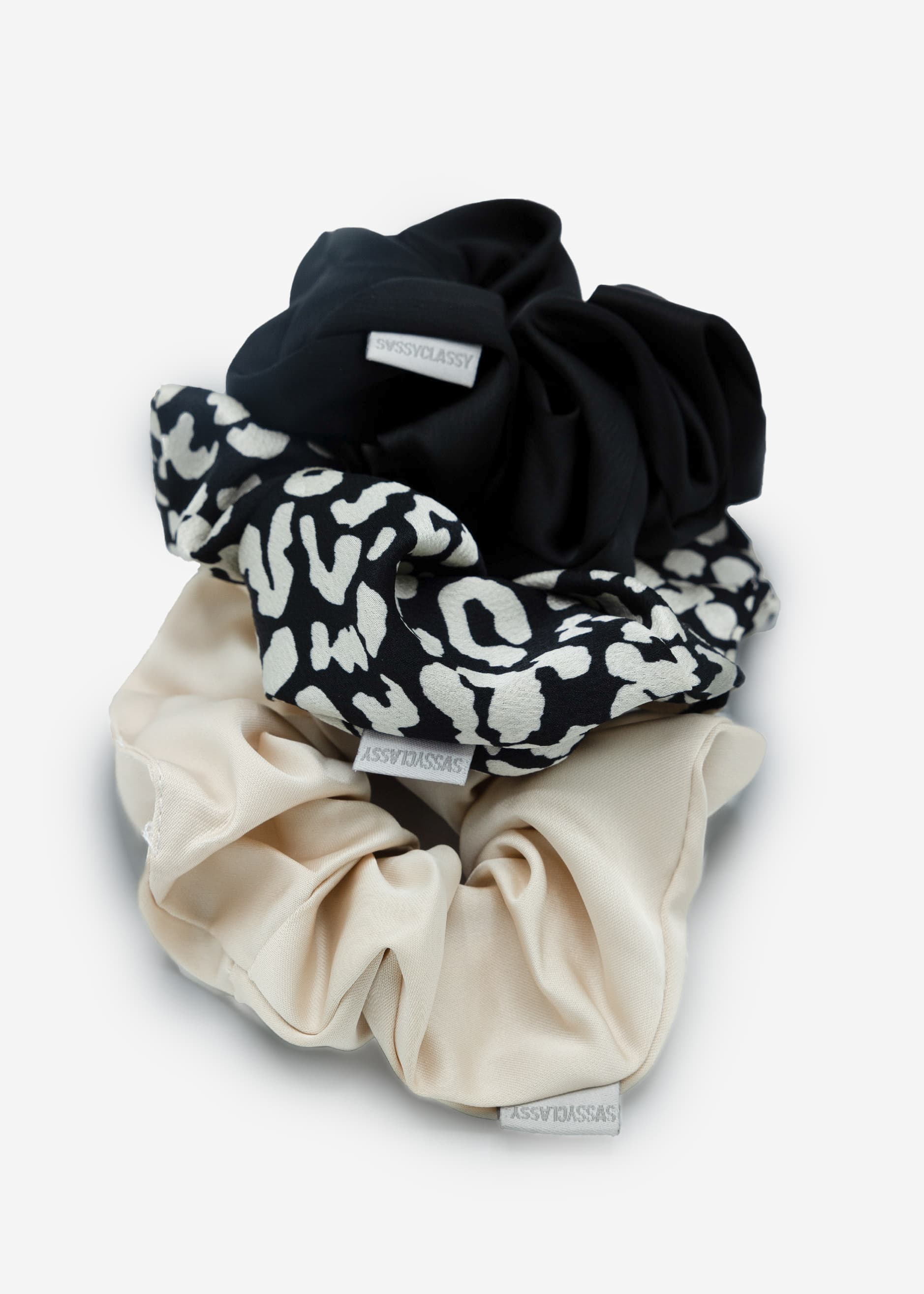 Set of 3 scrunchies - black-champagne-leo - Image 3
