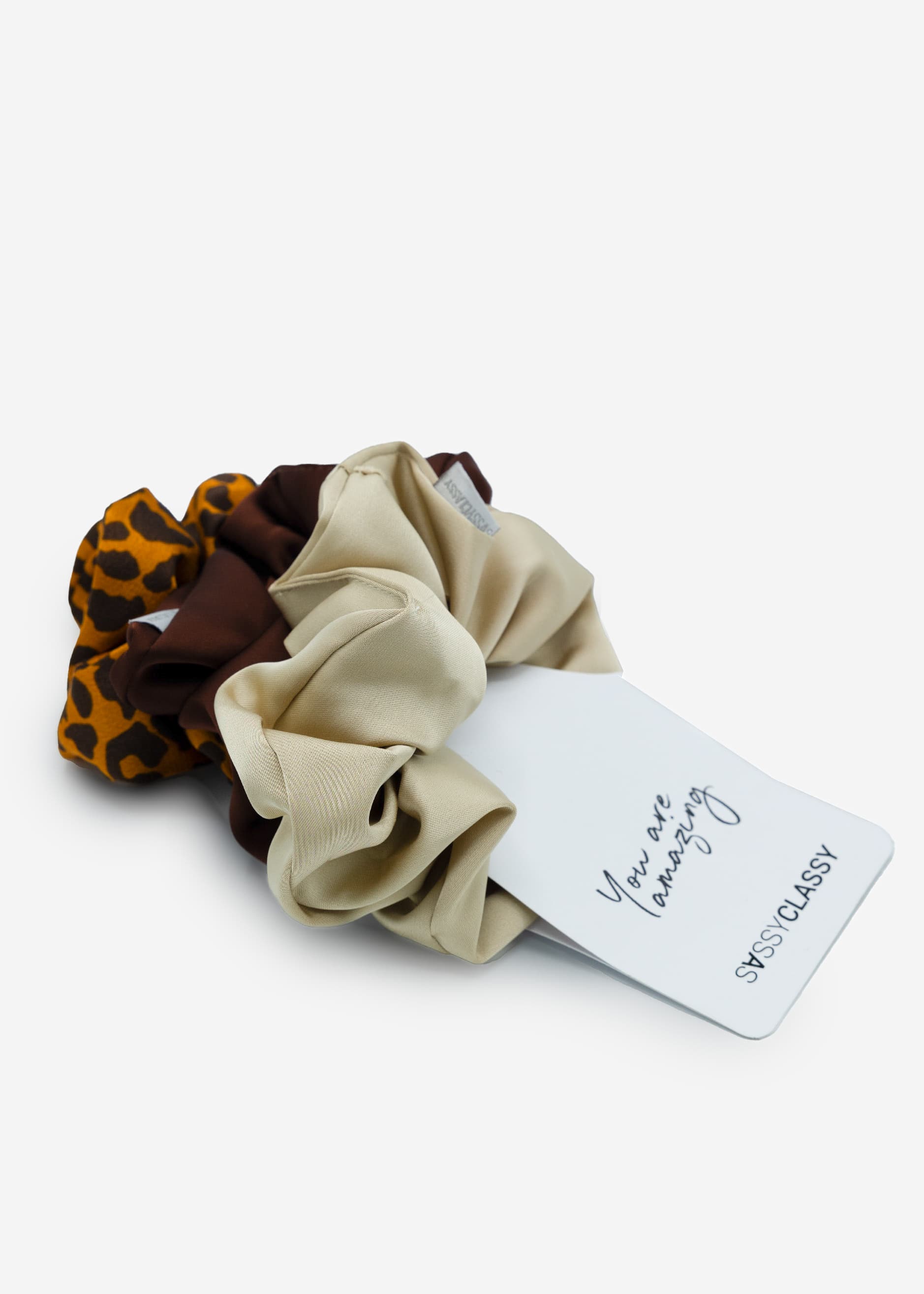Set of 3 scrunchies - leo-brown-champagne - Image 3