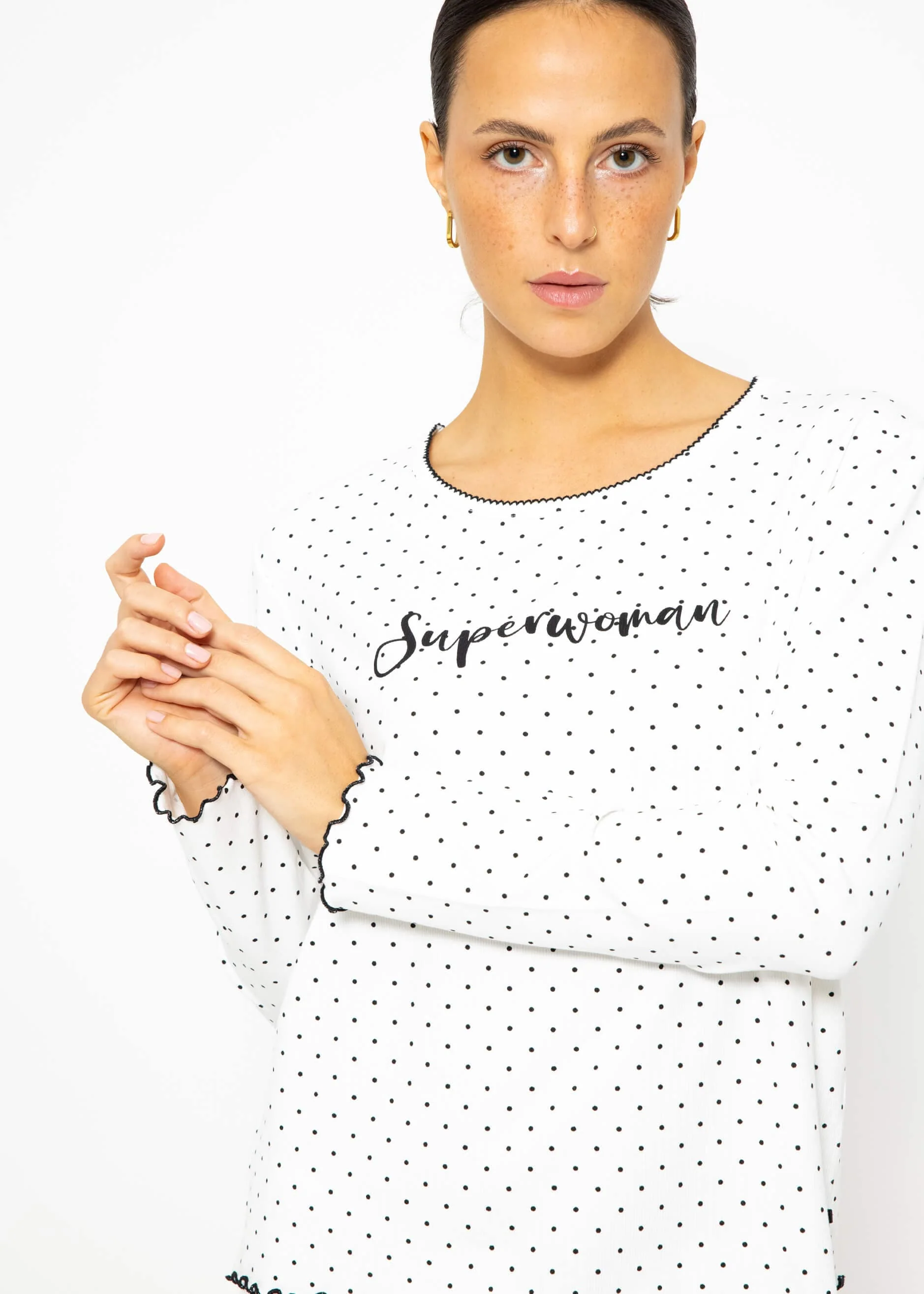 Nightshirt with dots - white - Image 6