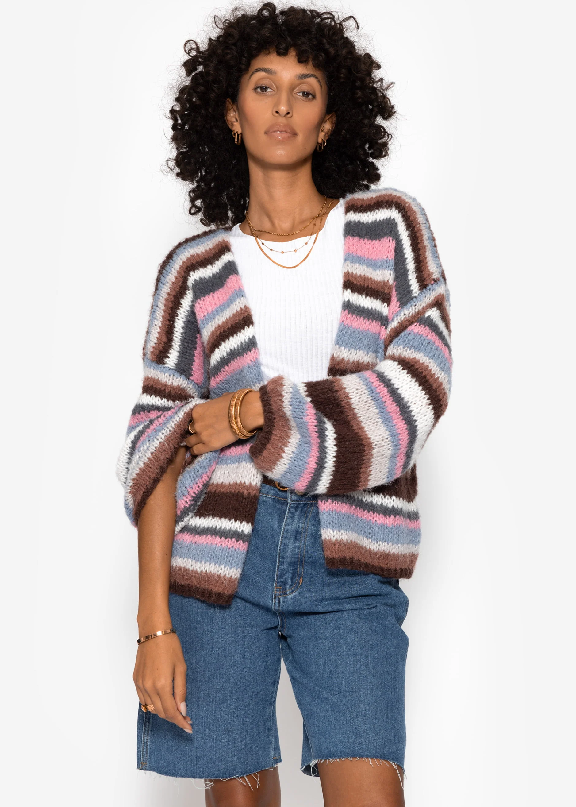 Striped cardigan - pink blue - Image 3
