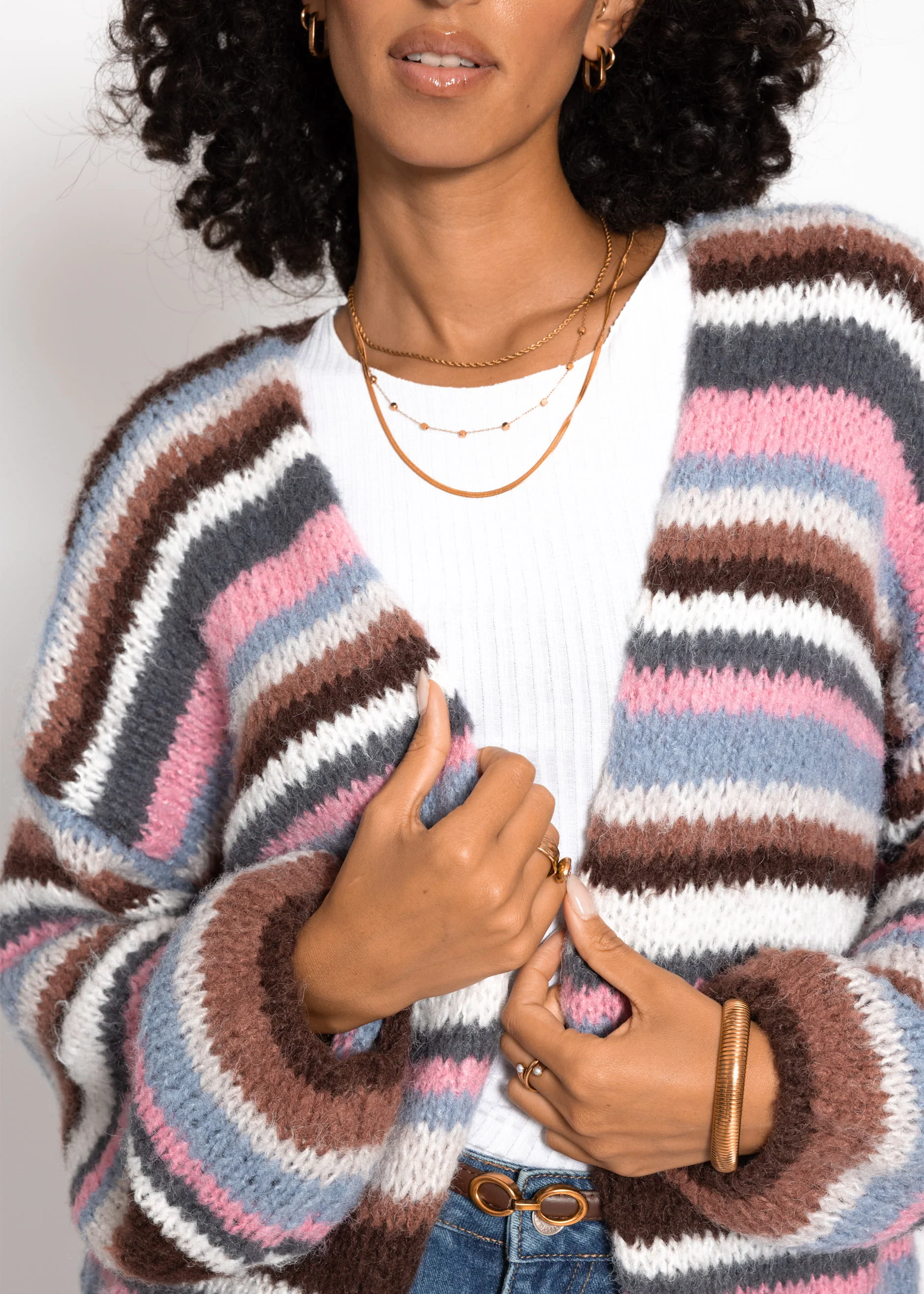Striped cardigan - pink blue - Image 6