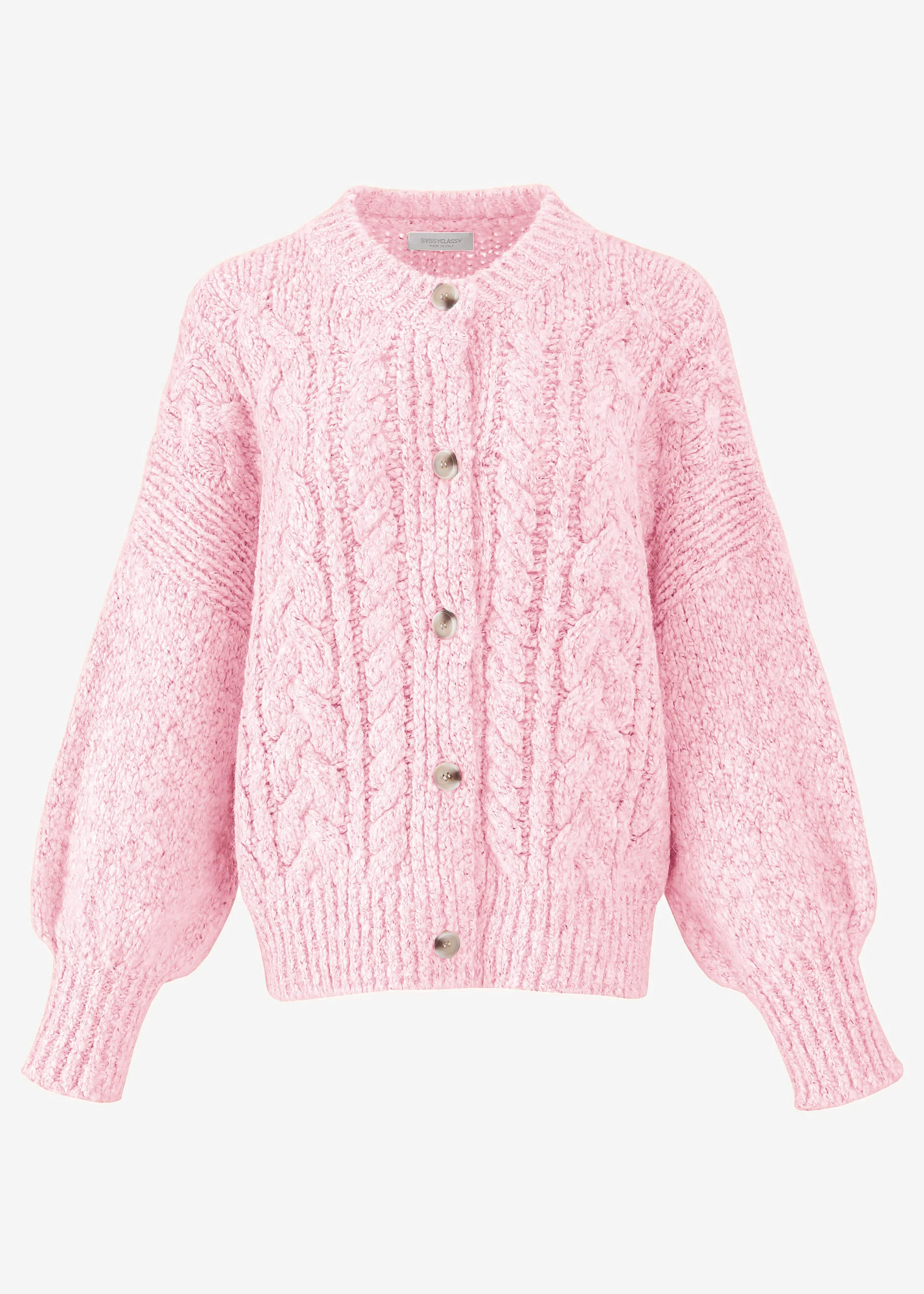 Super fluffy cable-knit cardigan - pink - Image 7