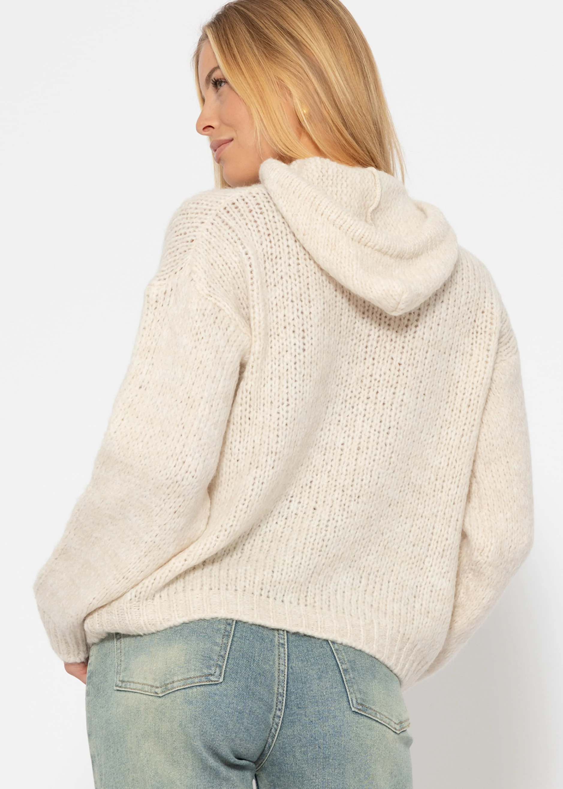 Sweater with hoodie - off-white - Image 5